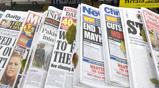British and foreign newspapers are displayed