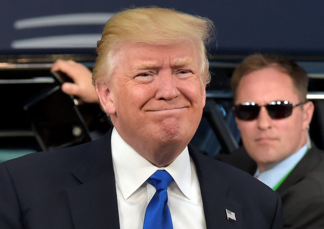 U.S. President Donald Trump arrives to meet the President of the European Council Donald Tusk in Brussels
