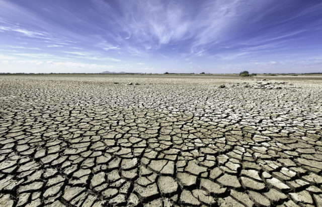 Australia, Victoria, Barren plain with parched soil